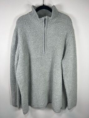 Natural Reflections 1/4 Zip Pullover Sherpa Sweater Gray Cozy Soft Winter  Sz 1X